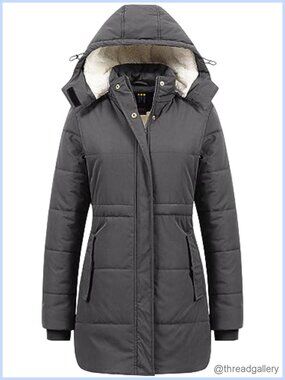 Women's Thicken Sherpa Winter Coat Puffy Warm Snow Jacket Removable Hood